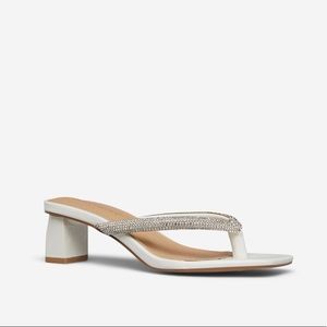 BRAND NEW White Rhinestone Heeled Sandal “Silvia” Size 9